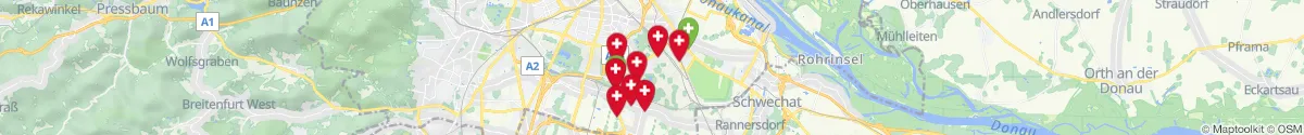 Kartenansicht für Apotheken-Notdienste in der Nähe von Oberlaa (1100 - Favoriten, Wien)